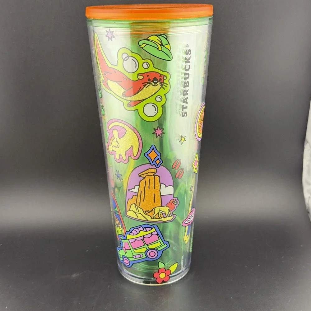 Starbucks Disney Animal Kingdom Venti Travel Tumbler Cup Acrylic 24 oz Doodles